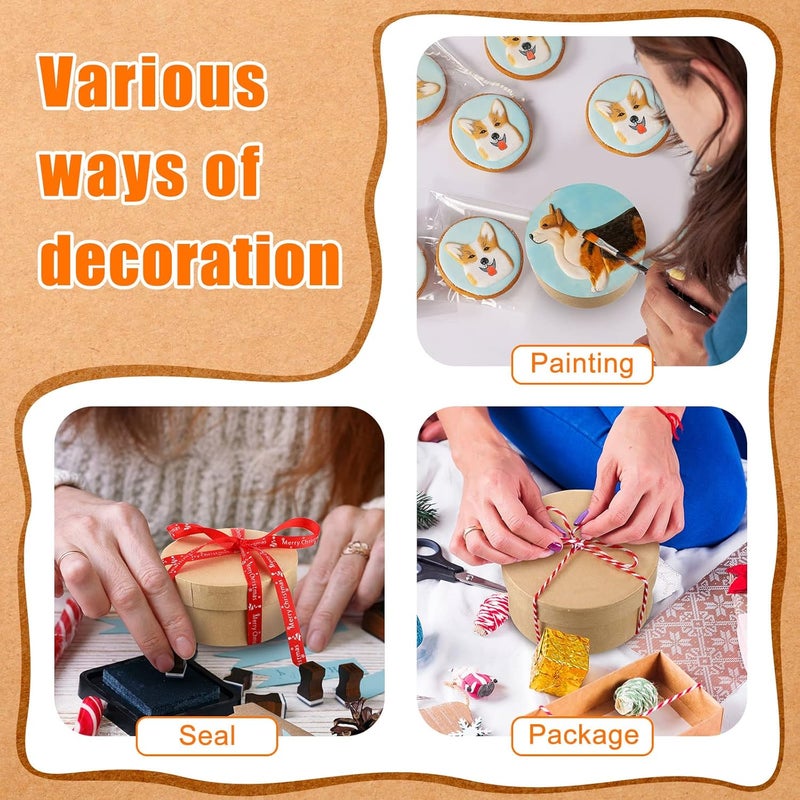 Geyee 48 Pcs Round Paper Mache Boxes with Lids, 3.9 Inch Small Mini Nesting Cardboard Gift Boxes for DIY Crafts Decoupage Painting Jewelry Storage and Party Favors - Image 2